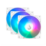 Kit 3 Fans Rise Mode X Led Rainbow 120mm Molex Branco - RM-XLD-02-RBW