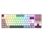 Teclado Mecânico Gamer Redragon Kumara RGB Switch Marrom TKL USB Branco Preto e Cinza - K552WGL-RGB