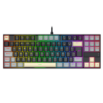 Teclado Mecânico Gamer Redragon Kumara RGB Switch Marrom TKL Preto Cinza e Amarelo - K552LGY-RGB