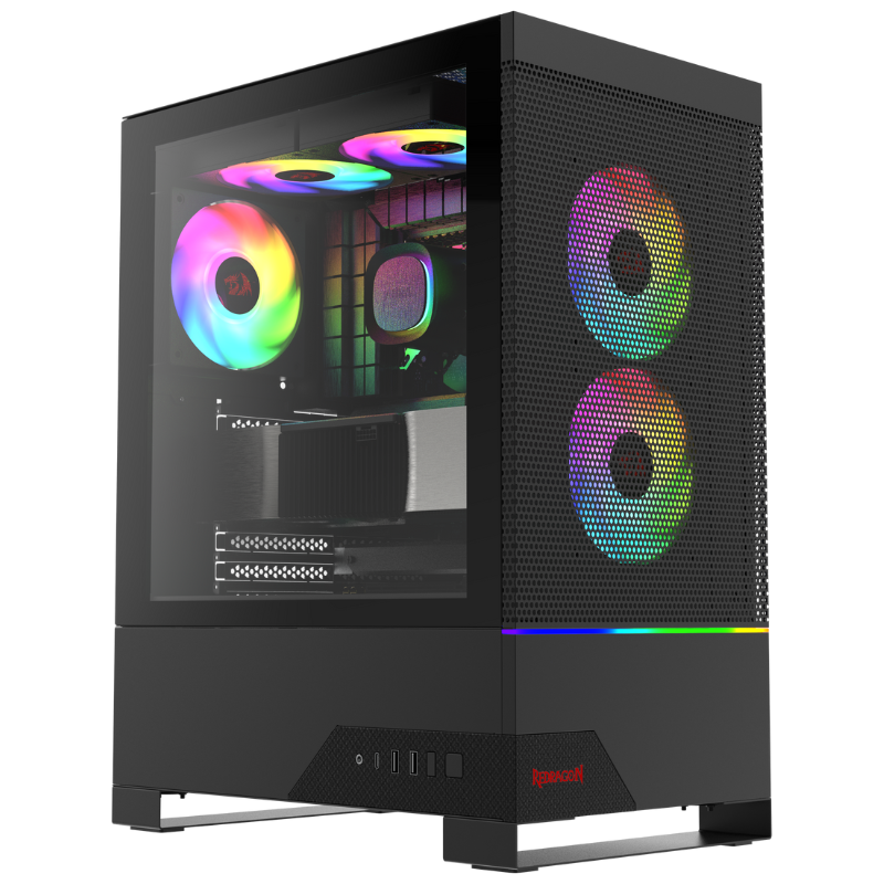0ef31524b6cb739252ea4435654d8488.png Gabinete Gamer Redragon Carbon RGB S/Fans S/Fonte Fibra de Carbono Preto - CA-610B - Imagem 1