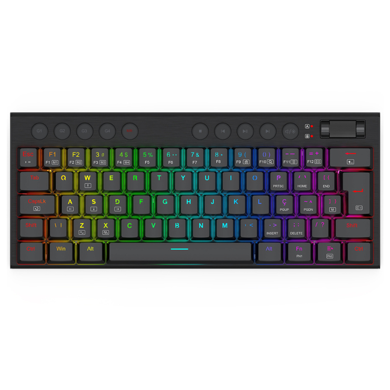 1c74e45399f49509a30606579c485543.png Teclado Mecânico Redragon Horus Mini RGB Low Profile 60% Switch Brown Preto - K632-RGB - Imagem 1