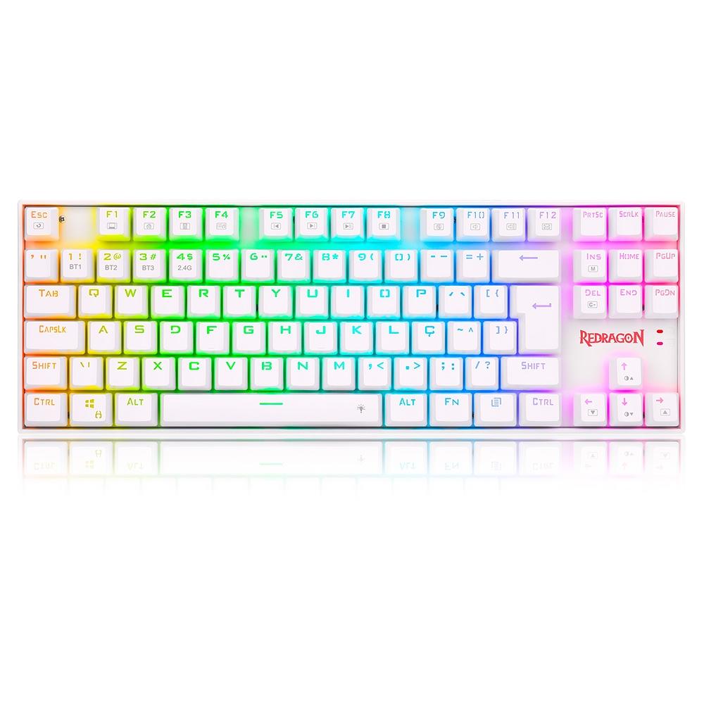 1d3a29bf1e3afa53c89e2f5e441fe612.jpg Teclado Mecânico S/Fio Kumara Pro Redragon RGB K552RGB-BRS-W - Imagem 1