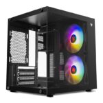 Gabinete Gamer Pichau Atom X 2 Fans S/Fonte MiniTower Lateral Vidro Preto - PG-ATOMX-BK