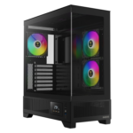 Gabinete Gamer Gamdias Atlas M1 3 Fans S/Fonte ARGB MidTower Frental/Latera Vidro Temperado Preto - Atlas M1