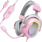 Headset Gamer Fifine SuperFrame Edition SFH6 RGB 7.1 Surround 50mm USB - Rosa