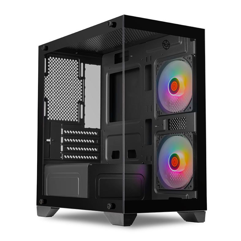 2fed3ff4162b74ec31b560b629054510.jpg Gabinete Gamer TGT Gladiator 2 Fans S/Fonte Rainbow MidTower Lateral Vidro Preto - TGT-GLD-BK - Imagem 1