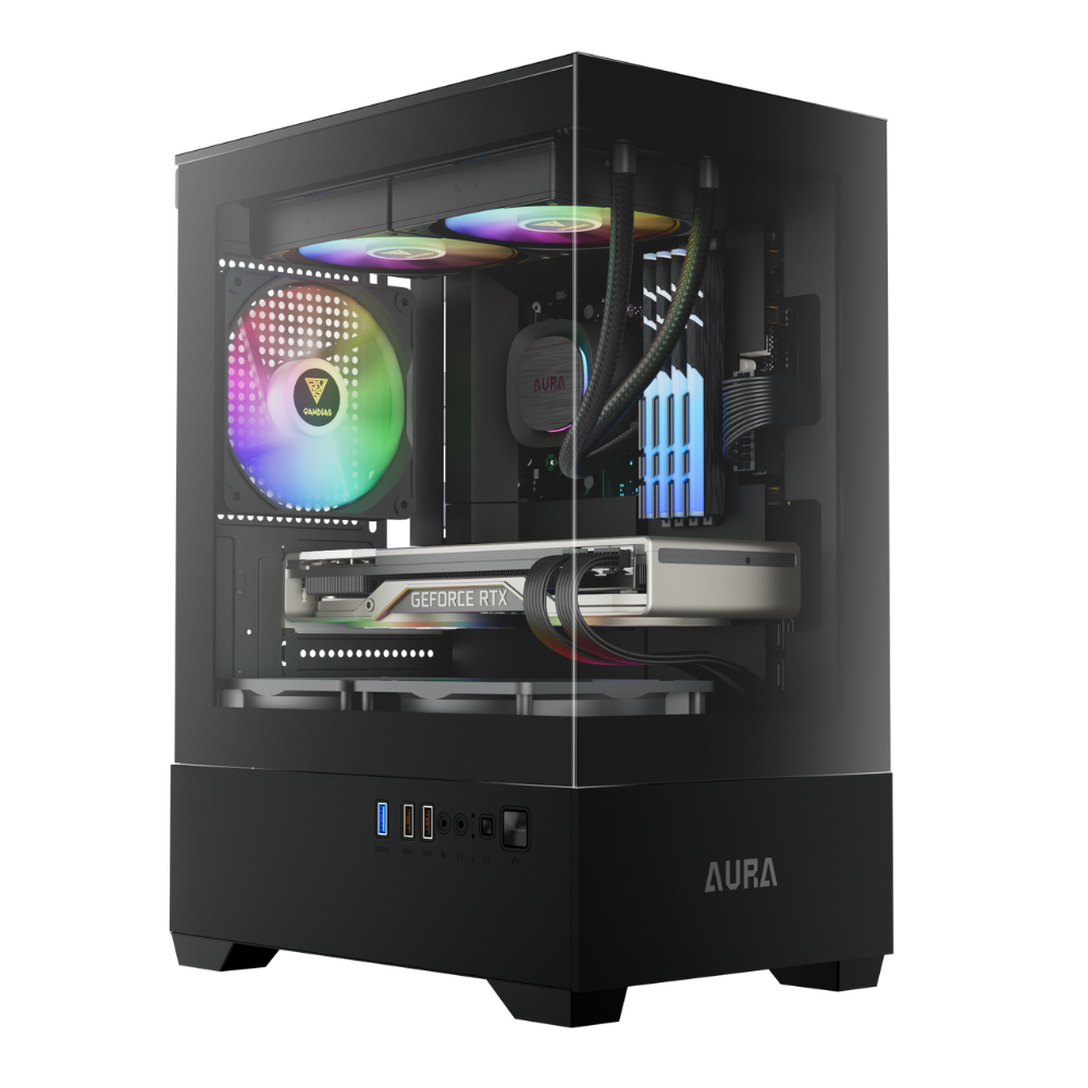 346d042e210bdce1c2284eac58959b80.png Gabinete Gamer Gamdias Aura GC9M Elite 3 Fans S/Fonte Micro ATX Preto - Imagem 1