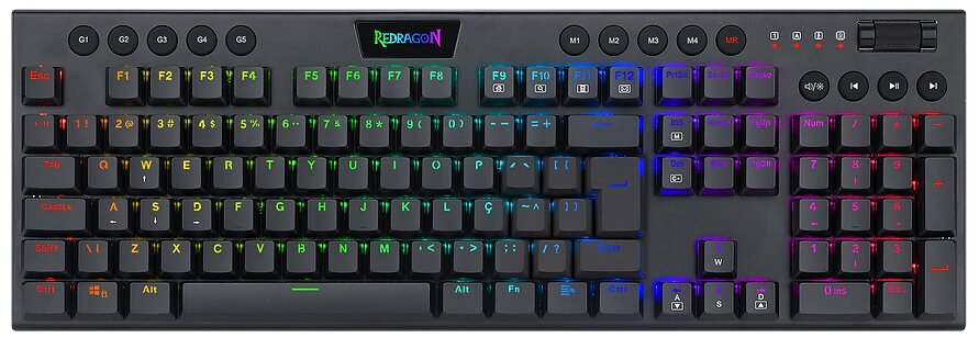 47bc36e13116ce9defad8136c8fcdd5d.jpg Teclado Mecanico HORUS RGB Redragon Preto Swit Azul K619-RGB - Imagem 1
