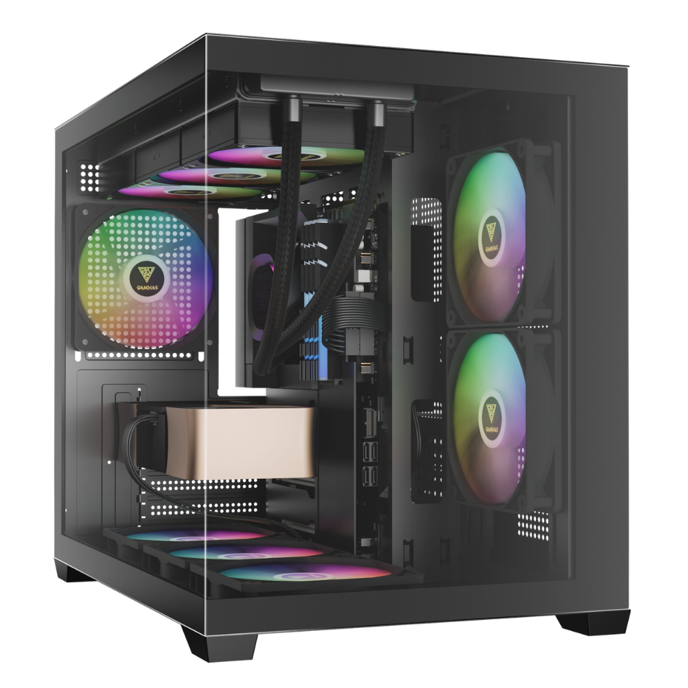 5b35bdfb83eb7dce5be2bde05937ee0a.png Gabinete Gamer Gamdias Aura GC10M ARGB V2 3 Fans S/Fonte Preto - GC10M - Imagem 1