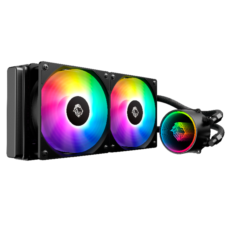 64f7398d39afd8ac5852c6519460eeac.png Water Cooler Hayom Rainbow 240mm 1800RPM 12V Hidráulico Preto - FC1315 - Imagem 1