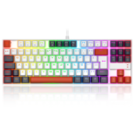 Teclado Mecânico Gamer Redragon Kumara RGB Switch Marrom Branco Preto e Vermelho - TKL K552WLR-RGB