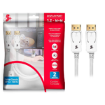 Cabo Displayport 1.2 4K 2 Metros Até 120Hz HDR Com Trava - Branco