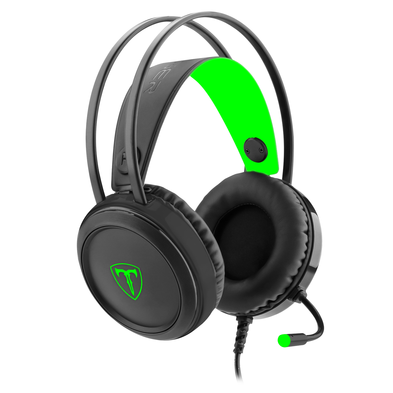 78dd255b4ccf4fa0b6032fb4a2b67e60.jpg Headset Gamer T-Dagger Ural LED Verde Driver 40mm Preto e Verde - T-RGH202 - Imagem 1