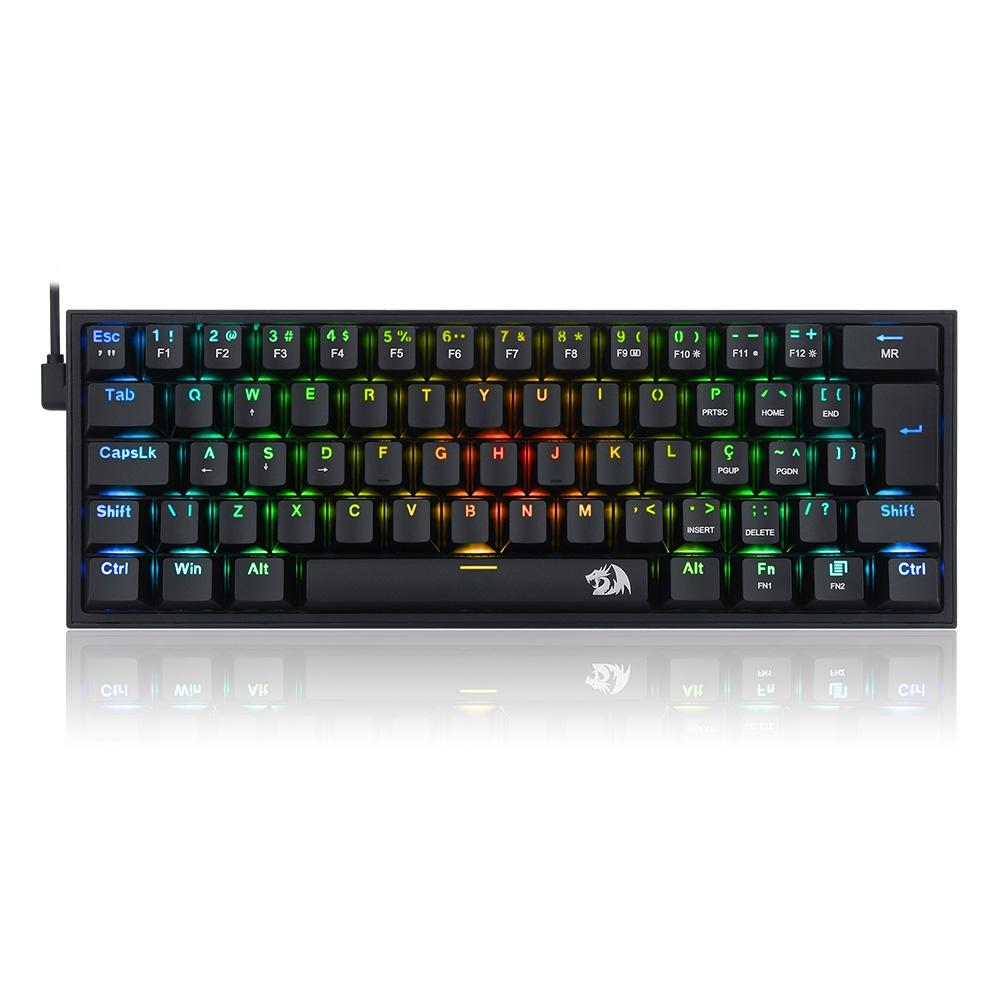 97bd69bc9b56383ee949840ff3071e66.jpg Teclado Mecânico Gamer Redragon Fizz RGB Switch Brown Preto - K617-RGB-B - Imagem 1