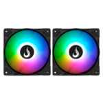 Kit 2 Fans Rise Mode X Led Rainbow 120mm Preto - RM-XLD-RBW-2
