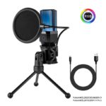 Microfone Gamer Redragon Adne RGB Codensador USB C/Suporte E Pop Filter Preto - GM212 - Imagem 2