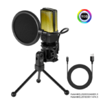 Microfone Gamer Redragon Adne RGB Codensador USB C/Suporte E Pop Filter Preto - GM212 - Imagem 3