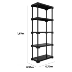 Estante 5 Prateleiras Plástica Poly Eco - Preto 70x35x167cm - Imagem 6