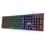 Teclado Gamer Redragon Ratri RGB Borda Iluminada USB Switch Marrom Full Size Preto - K595RGB - Imagem 3