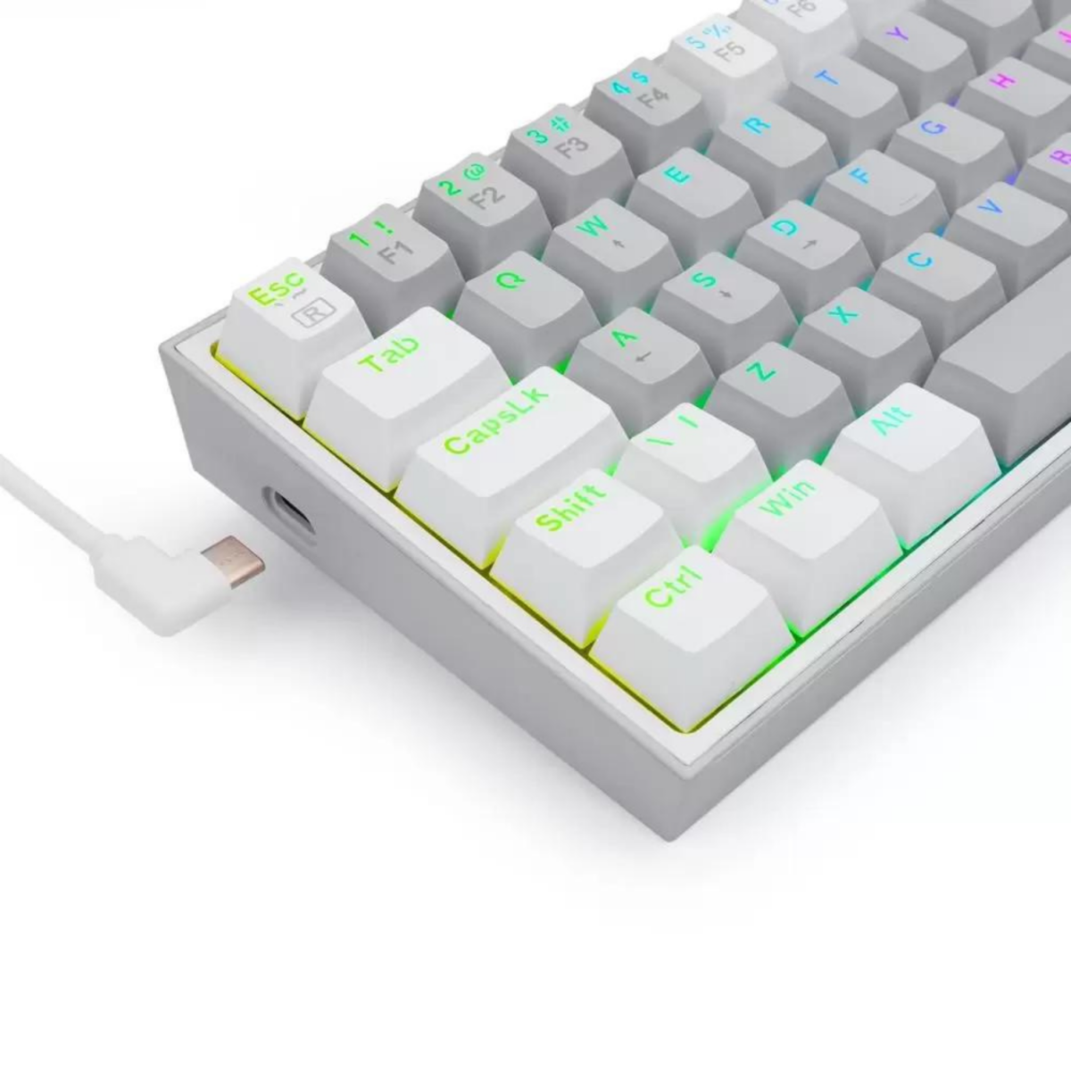 Teclado Mecânico Gamer Redragon Fizz RGB USB 2.0 Cinza e Branco - K617-RGB-GW - Imagem 5