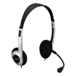 Fone De Ouvido Office Fortrek C/Microfone 2x P2 100mW Multimídia Prata/Preto - HBL101 - Imagem 3