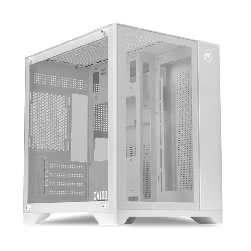 aac3f917dd4c35b7044cbb0e2670314c.jpg Gabinete Gamer Mancer CV100 Mid-Tower Lateral De Vidro Branco- MCR-CV100-WH - Imagem 1