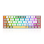 Teclado Mecânico Redragon Fizz RGB Switch Brown Amarelo Branco Cinza - K617RGB-YL&WT&GY