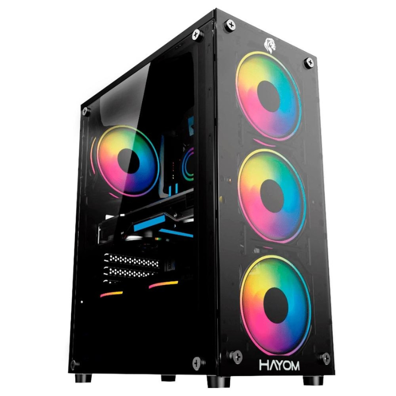 aca721f1de076a73f9032c27a1fa0b78.png Gabinete Gamer Hayom 4 Fans S/Fonte RGB ATX MidTower Vidro Temperado Preto - GB1749 - Imagem 1