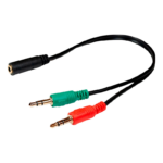 Cabo Adaptador Flex 2 P2 Macho Para 1 P3 Fêmea 18cm Preto - XC-ADP-21