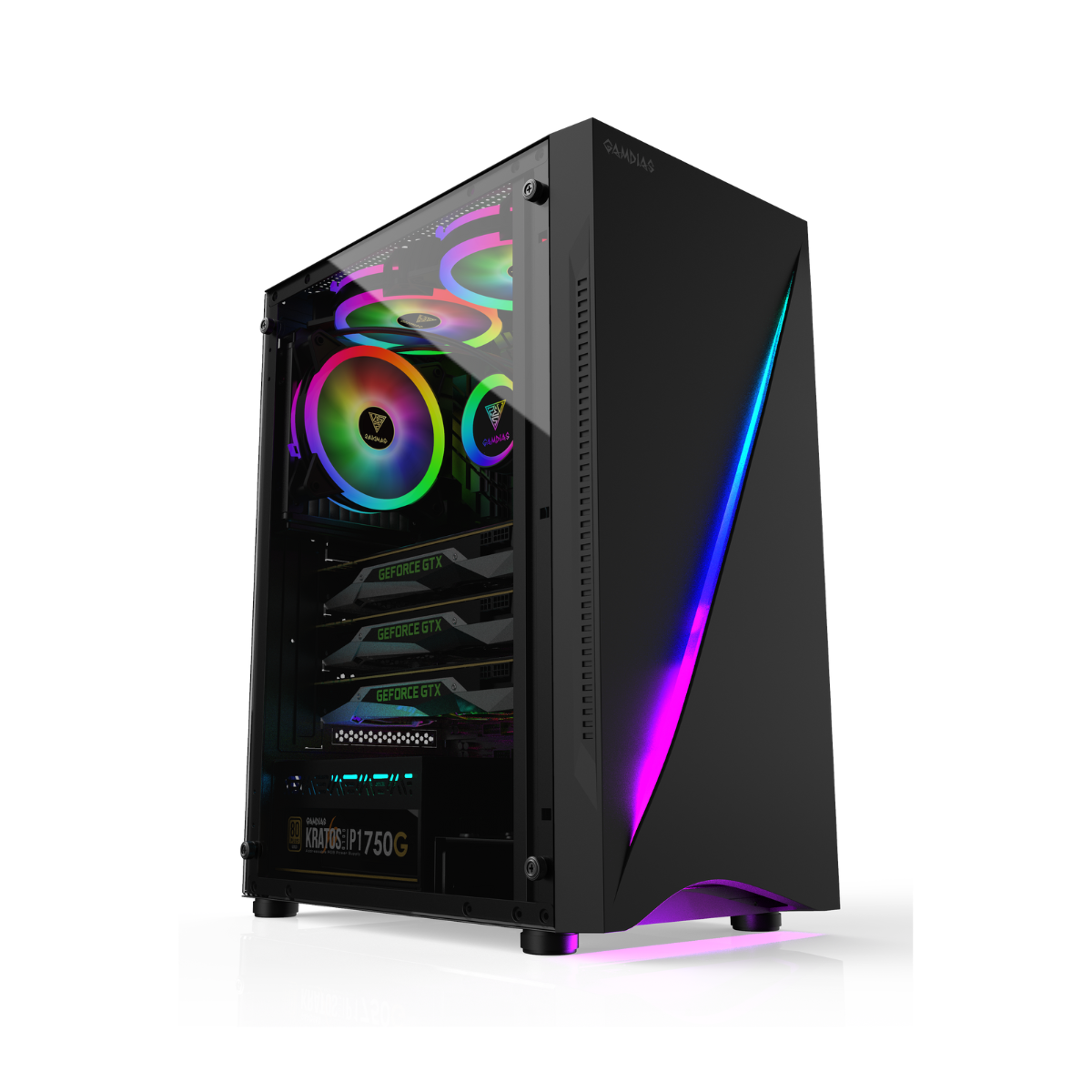 bfc69dbc253ff2f8670b31eb1b108bd4.png Gabinete Gamer Gamdias Argus E5 RGB Mid Tower ATX Vidro Temperado S/Fan S/Fonte - Preto - Imagem 1