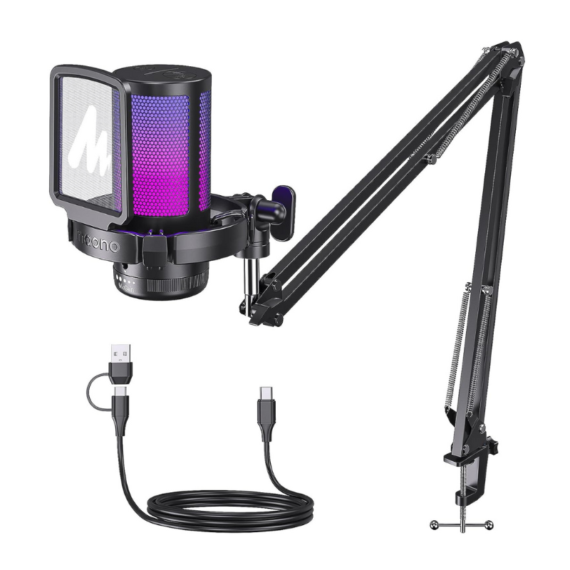 c32102deb615c8d87f4593f010a24fa9.png Microfone Maono DGM20 RGB USB-C Braço Articulado Condensador Preto - DGM20S - Imagem 1