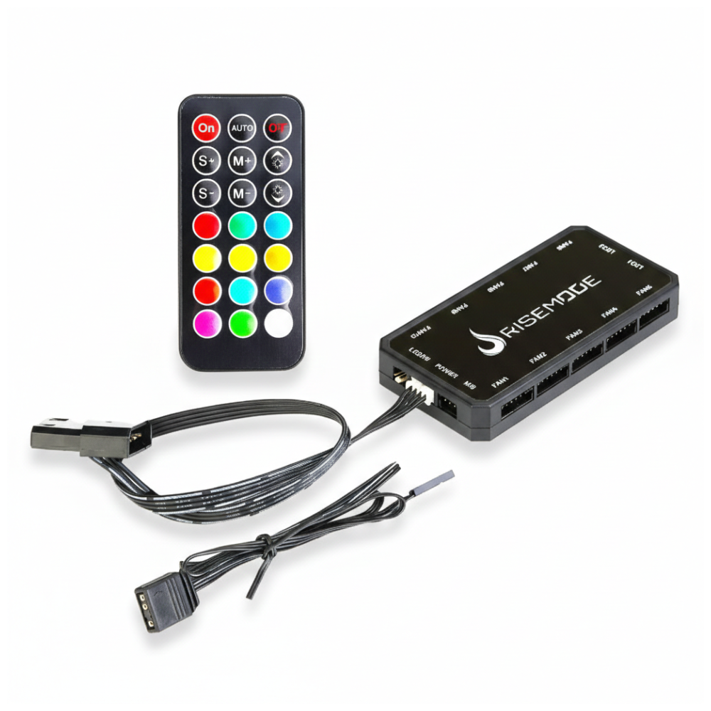 c85c3e77df7916da9f8509147d7237c0.png Controladora Até 10 Fans ARGB Rise Mode 6 Pinos Com Controle Remoto - RM-CON-01-5V - Imagem 1