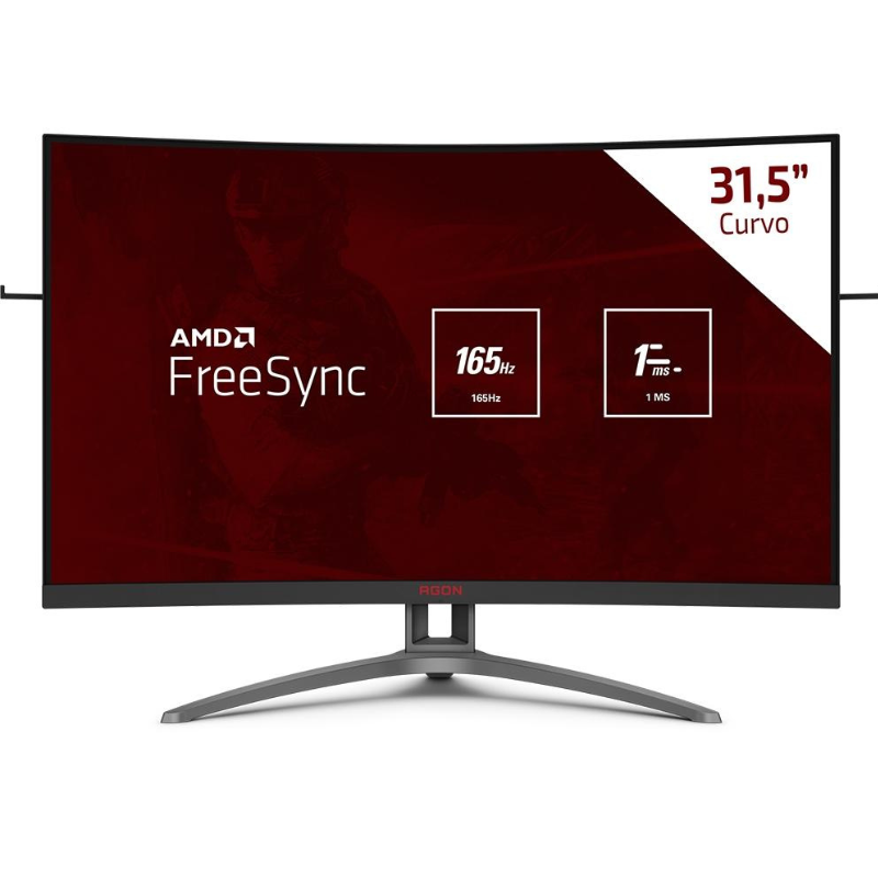 cdeb5332b19ebfd4e28204c7b2088221.png Monitor Gamer AOC Agon Curvo 31.5" 165Hz Full HD 1ms DisplayPort/HDMI FreeSync - AG323FCXE - Imagem 1
