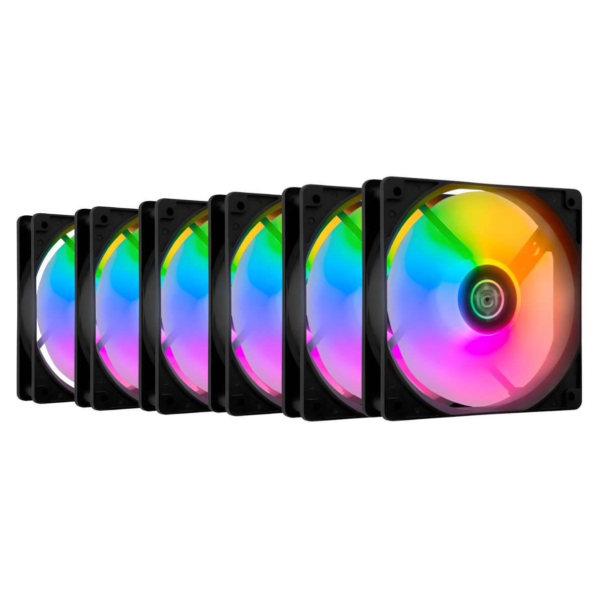 cfadda06462bd86f27de1c464004553b-1.jpg Kit 6 Fans TGT Striker Rainbow 120mm - TGT-STK6-BLRBW - Imagem 1