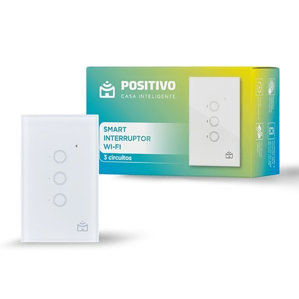 d5de5ad8d6abc2418ac92999db44a3ae.png Smart Interruptor Positivo 3 botões Wi-Fi 2.000W Alexa Ou Google Assistente - Imagem 1