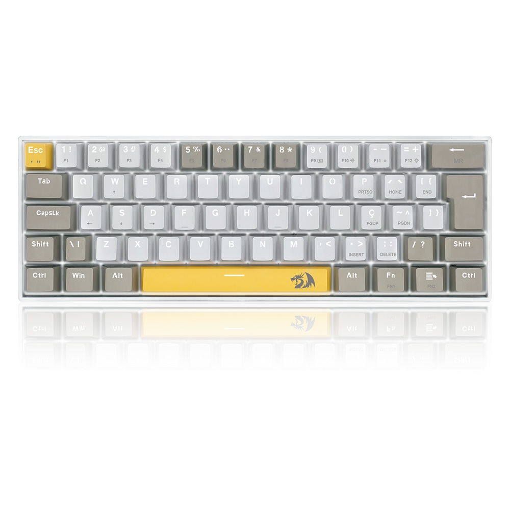 dfcf27c0171f36be1f1c58abe402c86c.jpg Teclado Mecânico Lakshmi Redragon Branco SwitchBrown K606-YL - Imagem 1