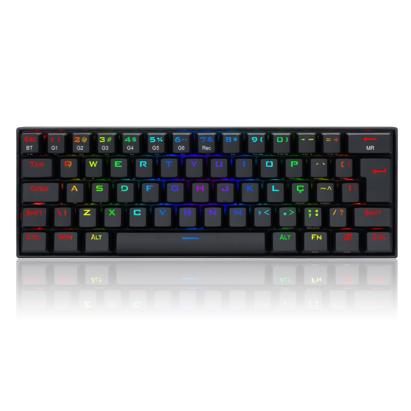 e66b27eb29f26b59c186ec1b96e78986.png Teclado Mecânico Redragon Draconic RGB Sem Fio 60% Switch Marrom Preto - K530RGB - Imagem 1