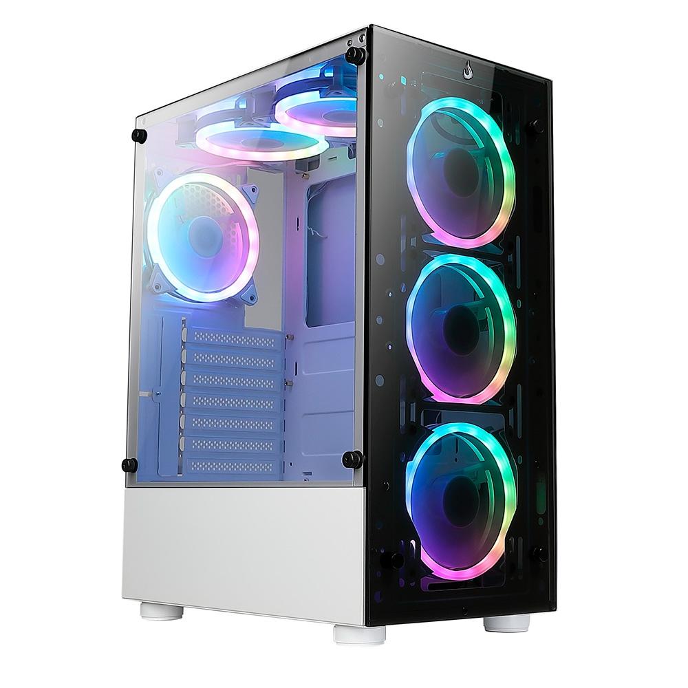 f0f079bc1d7b68e57d110d6910c3726f.jpg Gabinete Gamer Rise Mode Glass 06x 6 Fans S/Fonte MidTower ARGB ATX Vidro Temperado Branco - RM-CA-06XW-ARGB - Imagem 1