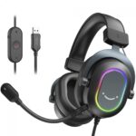 Headset Gamer Fifine H6 RGB USB 7.1 Drivers de 50mm Black