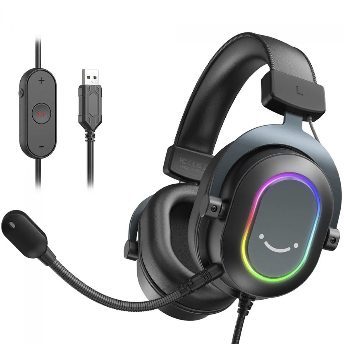 f72370e4c2221e77554e4f5c5eea1652.jpg Headset Gamer Fifine H6 RGB USB 7.1 Drivers de 50mm Black - Imagem 1