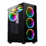 Gabinete Gamer Rise Mode Glass 06x MidTower ATX Vidro Temperado 6xFans ARGB S/Fonte Preto - RM-CA-06XB-ARGB