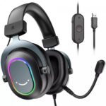 Headset Gamer Fifine H6 RGB USB 7.1 Drivers de 50mm Black - Imagem 5