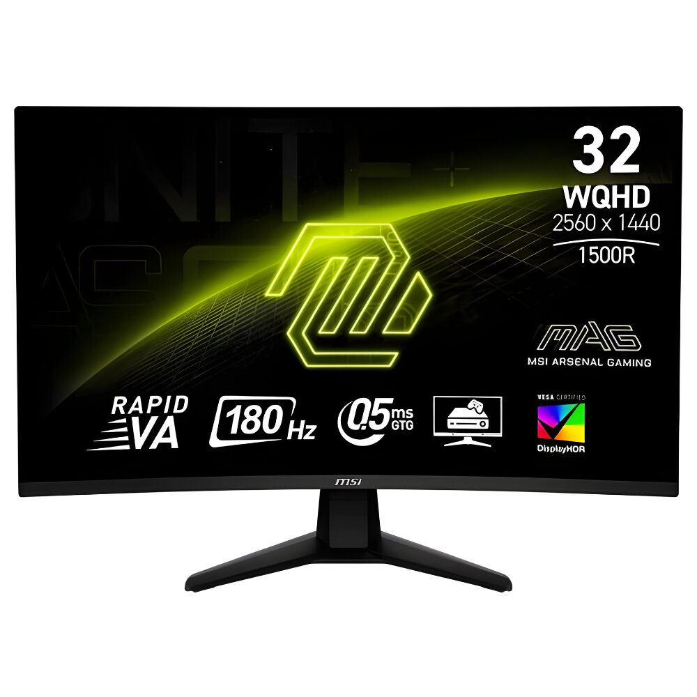 0497605ec5c0143d2c27260a4148c0a2.jpg Monitor Gamer 31.5" MSI MAG 32CQ6F Curvo Led 1500r WQHD 180hz 0.5ms AMD FreeSync - 9S6-3DC91M-004 - Imagem 1