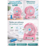 Mini Ventilador Portátil Recarregável  Verde 3 Velocidades - Imagem 2