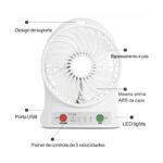 Mini Ventilador Portátil Recarregável Branco 3 Velocidades - Imagem 6