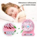 Mini Ventilador Portátil Recarregável Preto 3 Velocidades - Imagem 7