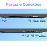 Notebook Positivo Vision R15M 15” FHD AMD Ryzen 7-5825U Linux 8GB RAM 256GB SSD Wi-Fi 6 IPS Minitela Preto - Imagem 6