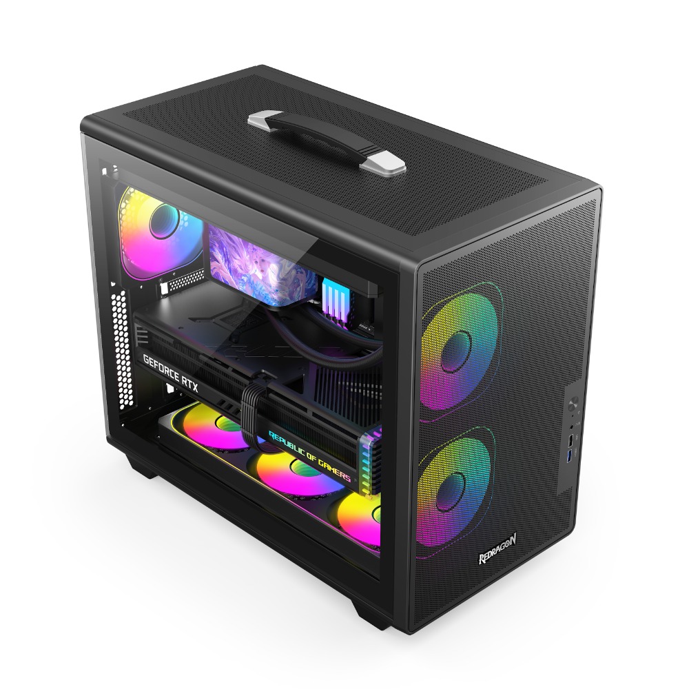 1d3d73020471933203bcc61deb0c95d8.jpg Gabinete Gamer Redragon Magic Box S/Fan S/Fonte ATX Compacto Painel Frontal Mesh Preto - CA-616B - Imagem 1