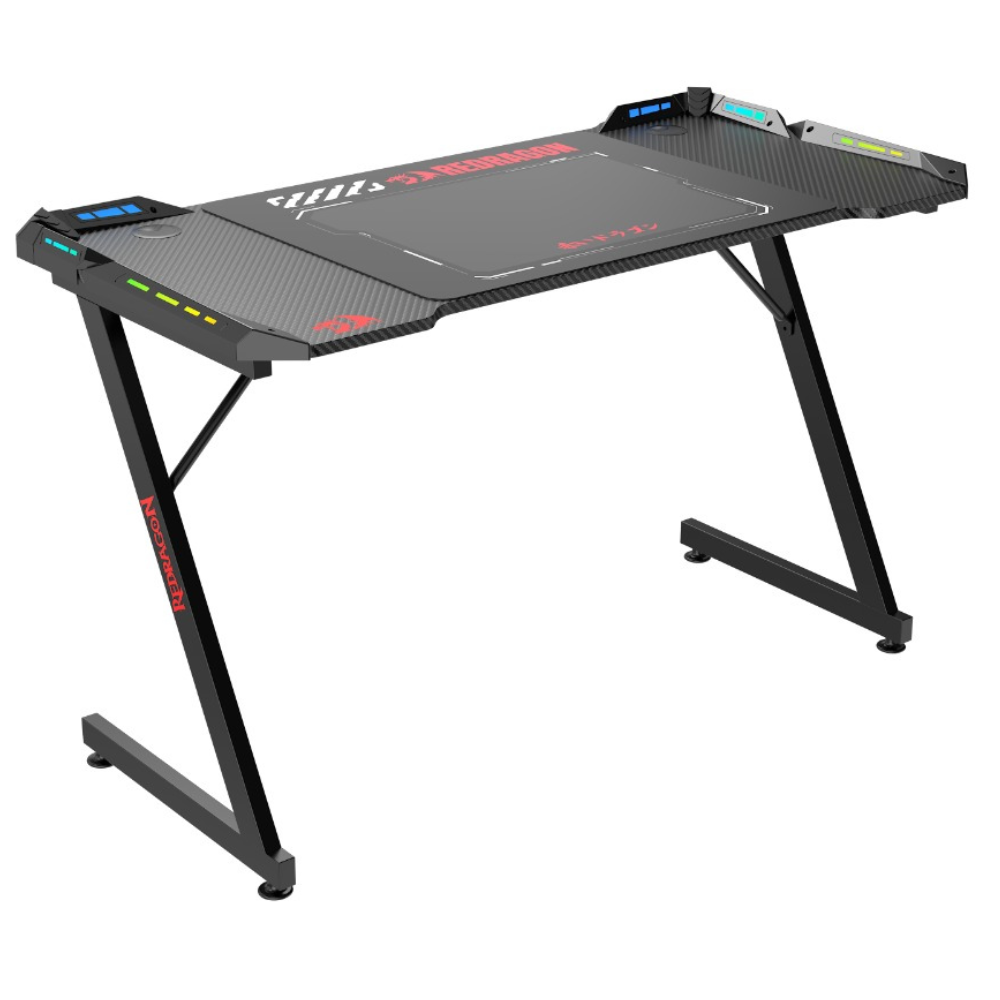 60d5a3a721a8294f9dc42ffa5790395c.png Mesa Gamer Redragon GD-1104E-L RGB Fibra De Carbono Em Z Reforçada C/Mousepad 120x60x74cm Preto 120x60x74cm - GD-1104E-L - Imagem 1