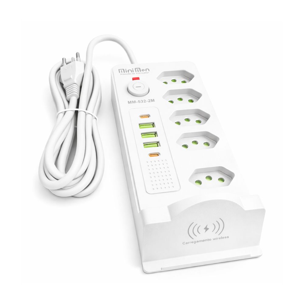 90b9161078467a8cc1241c2e334f0e8c.jpg Filtro De Linha Profissional Estação 11 Em 1 Indução USB-C - Branco - Imagem 1